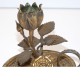 Delcampe - -ANCIEN PETIT BOUGEOIR A MAIN FLEUR BRONZE COLLECTION DECO BOUGIE   E - Chandeliers, Candelabras & Candleholders