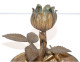 Delcampe - -ANCIEN PETIT BOUGEOIR A MAIN FLEUR BRONZE COLLECTION DECO BOUGIE   E - Candelabri E Candelieri