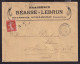 DDDD 922 -- BRASSERIES FRANCE - Enveloppe TP Semeuse AUXI LE CHATEAU (Pas De Calais) 1907 - Brasserie BEASSE-LEBRUN - Bières