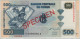 CONGO DEMOCRATIC Republic  500 Francs "SPECIMEN" P96a  Dated  04.01.2002 ( Diamond Exploitation )   UNC - République Démocratique Du Congo & Zaïre