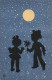Lot De 5 Cartes Silhouettes - Amoureux Enfants - Edition Léo Paris - Clair De Lune - Carte Postale Ancienne - Silhouette - Scissor-type