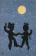 Delcampe - Lot De 5 Cartes Silhouettes - Amoureux Enfants - Edition Léo Paris - Clair De Lune - Carte Postale Ancienne - Silhouette - Scissor-type