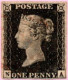 GBR SC #1 U (N,A) 1840 Queen Victoria 4 Margins W/light Red Cancel CV $375.00 - Usados