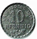 ALLEMAGNE / NOTGELD / STADT BOCHUM / 10 PFG../ 1918 / ZINC / 20.2  Mm / ETAT TB / 48.1 - Monetary/Of Necessity