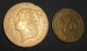 Lot De 2 Monnaies France Et Colonies 2 Francs 1944 (Philadelphie Laiton) Et 5 Francs 1940 (Lavrillier Bronze Alu) - Algerien