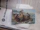 Storm At Sea In A Boat Rob Kammerer J C Litho Old Postcards - Janser