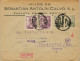 1941 SEVILLA - FRANKFURT , SOBRE CIRCULADO , CENSURA GUBERNATIVA , BANDA Y MARCA DE CENSURA ALEMANA AL DORSO - Covers & Documents