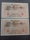 LOT 2 BILLETS N° SUIVIS SERIE T   1000 MARK  21 04 1910 BERLIN REICHSBANKNOTE ALLEMAGNE - 1.000 Mark