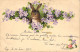 Pâques - Illustration  Lapin Et Fleurs Violettes - Cartes Postales Anciennes - Ostern