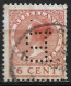 Perfin Kopstaande B (NV Gebr. Van Den Bergh) In 1924-1926 Koningin Wilhelmina Veth 6 Cent NVPH 150 - Perforés
