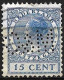 Perfin M&Co (Wm. H. Muller & Co NV Te Rotterdam) In 1924-1926 Kon Wilhelmina Veth 15 Ct Blauw Z WM NVPH 155 - Perforadas