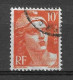 Delcampe - VARIETES FRANCE 1945 N° 722 MARIANNE DE GANDON  10 F OBLITERE - Usati