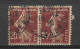 Delcampe - VARIETES FRANCE 1907 N° 139 G  X2 HORIZONTALE  20 C OBLITERE   18.12. .? - Used Stamps