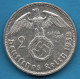 DEUTSCHES REICH 2 REICHSMARK 1938 G KM# 93 Argent 625‰ Silver Paul Von Hindenburg Svastika - 2 Reichsmark