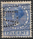 Perfin V.T. (N.V. C.G. Van Tubbergen's Bloembollen- En Zaadhandel) In 1938 Wilhelmina Type Veth 12½ Ct Blauw NVPH 185 - Perforés
