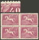 URUGUAY: Yvert 64, 1935 Pegasus 40c., Block Of 4 With VARIETY: White Outline Above 40 Joined To The Wing", VF Quality! - Uruguay