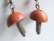 Boucles D'oreilles Pendantes, Boucles D'oreilles Champignons, Bijou Fait-main, Perles Terre Artisanale, Perles Africaine - Orecchini