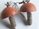 Boucles D'oreilles Pendantes, Boucles D'oreilles Champignons, Bijou Fait-main, Perles Terre Artisanale, Perles Africaine - Aretes