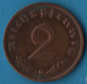 DEUTSCHES REICH 2 REICHSPFENNIG 1938 G KM# 90 Svastika - 2 Reichspfennig