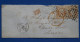 BQ 6  FRANCE BELLE LETTRE RARE 1854 PARIS POUR LONDON GREAT BRITAIN+ PAIRE DE T.P AFFR. GROS POINTS+ CACHETS ROUGES - 1853-1860 Napoléon III.