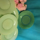 Lot D'assiettes Plate Vintage Vert Clair + 1 A Soupe Vert Fonce - Borden