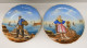 Delcampe - -2 ASSIETTES PORCELAINE HAVILAND SOUVENIR LES SABLES D'OLONNE PECHEUR PECHEUSE    E - Limoges (FRA)