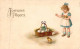 PAQUES - Enfant Qui Récolte Des Oeufs - Joyeuses Paques - Carte Postale Ancienne - Pâques