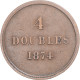 Monnaie, Guernesey, 4 Doubles, 1874, Heaton, Birmingham, TB+, Bronze, KM:5 - Guernesey
