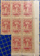 MACAU 1953 MERCY TAX STAMPS 50 AVOS, SALMON RED, BLOCK OF 8, VERTICAL FOLD ON 3 RIGHT MARGINAL STAMPS,OTHERWISE VERY FIN - Cartas & Documentos