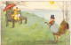 FANTAISIE - Poussin - Coq - Soleil - Costume - Chapeau - Cane - Carte Postale Ancienne - Geklede Dieren