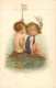 ENFANTS - Dessin D'enfants - Eau - Maillot De Bain - Drapeau - Carte Postale Ancienne - Kinder-Zeichnungen