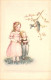 ENFANTS - Dessins D'enfants - Fille - Garçon - Oiseau - Fleurs - Carte Postale Ancienne - Kinder-Zeichnungen