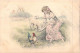 FANTAISIE - Fille - Enfant - Coq - Brebis - Carte Postale Ancienne - Sonstige & Ohne Zuordnung