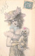 ILLUSTRATEUR SIGNEE VIENNE - Portrait De Femme Au Chapeau - Chien - N°338 - Carte Postale Animée - Vienne