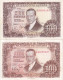 LOTE DE 2 BILLETES DE 100 PESETAS DEL AÑO 1953 DIFERENTES TONALIDADES - 100 Peseten