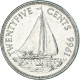 Monnaie, Bahamas, 25 Cents, 1966 - Bahama's