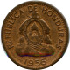 2 CENTAVOS 1956 HONDURAS Moneda #AY255.2.E - Honduras