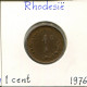 1 CENT 1976 RODESIA RHODESIA ZIMBABWE Moneda #AP609.2.E - Zimbabwe