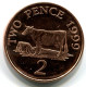 2 PENNI 1999 GUERNSEY UNC Queen Guernsey Cow Pièce #W11111.F - Guernesey