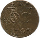 1746 UTRECHT VOC Duit NETHERLANDS INDIES NEW YORK COLONIAL PENNY #VOC1328.12.U - Indes Néerlandaises