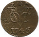 1746 UTRECHT VOC Duit NETHERLANDS INDIES NEW YORK COLONIAL PENNY #VOC1328.12.U - Niederländisch-Indien