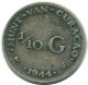 1/10 GULDEN 1944 CURACAO NIEDERLANDE SILBER Koloniale Münze #NL11779.3.D - Curaçao