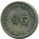 1/4 GULDEN 1944 CURACAO NIEDERLANDE SILBER Koloniale Münze #NL10696.4.D - Curaçao