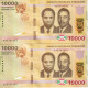 PAREJA CORRELATIVA DE BURUNDI DE 10000 FRANCS DEL AÑO 2018 SIN CIRCULAR (UNC) (BANK NOTE) HIPOPOTAMO-HIPPO - Burundi