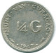 1/4 GULDEN 1947 CURACAO NÉERLANDAIS NETHERLANDS ARGENT Colonial Pièce #NL10797.4.F - Curacao