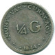 1/4 GULDEN 1944 CURACAO NÉERLANDAIS NETHERLANDS ARGENT Colonial Pièce #NL10607.4.F - Curaçao