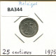 25 CENTIMES 1975 FRENCH Text BELGIQUE BELGIUM Pièce #BA344.F - 25 Cents