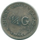 1/4 GULDEN 1944 CURACAO NEERLANDÉS NETHERLANDS PLATA Colonial #NL10656.4.E - Curaçao