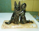 ANCIENNE  ART DÉCO 1917 STATUE SCULPTURE REGULE FILLETTE Et CHIEN Sur MARBRE BE - Bronzes