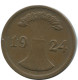 2 RENTENPFENNIG 1924 D GERMANY Coin #AE277.U - 2 Renten- & 2 Reichspfennig